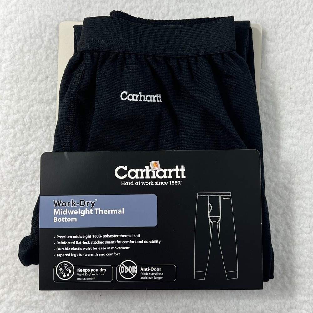 Carhartt Heavyweight Thermal Polyester Crewneck Bottom Black Men's Sz S VTG NWT - Picture 11 of 16